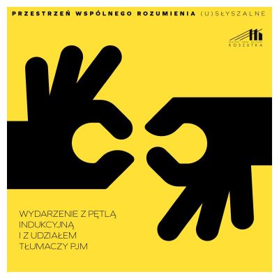 Piktogram przedstawiający ikonę PJM informujący o tym, że spotkanie jest prowadzone z tłumaczem PJM i pętlą indukcyjną.