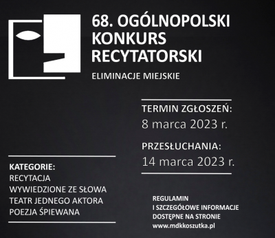 68. Ogólnopolski Konkurs Recytatorski - eliminacje miejskie